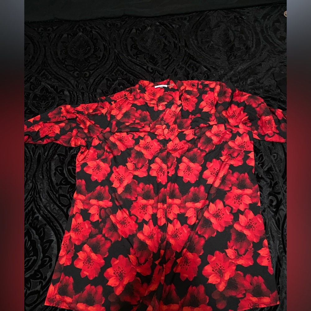 Button up beautiful bright flowered shirt